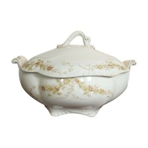 Antique Johnson Brothers Semi Porcelain Small 7 in Tureen Floral Motif